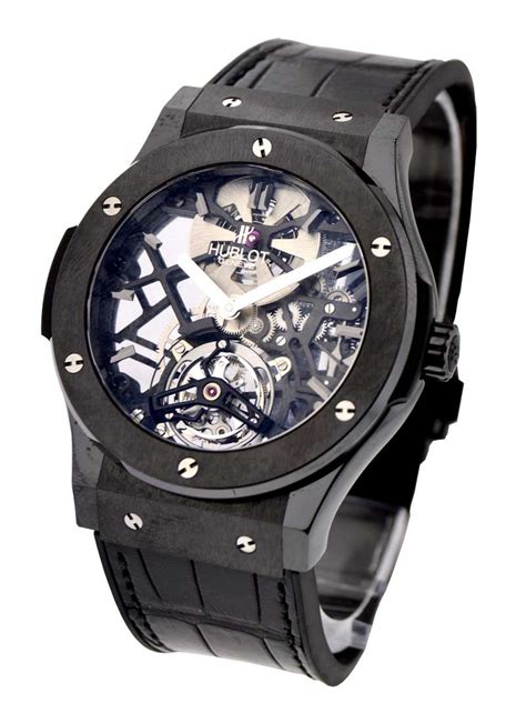 Hublot Classic Fusion Skeleton Dial Black Ceramic Black Leather 